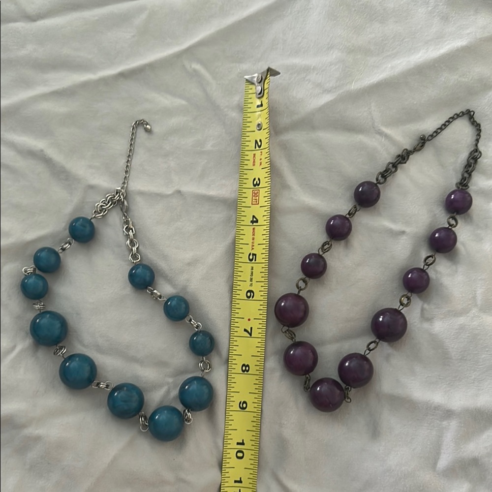 Elegant Blue and Purple Beaded Necklace Set